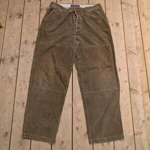 Abercrombie & Fitch Men's Brown Double Knee Corduroy Baggy Pants Size 34R